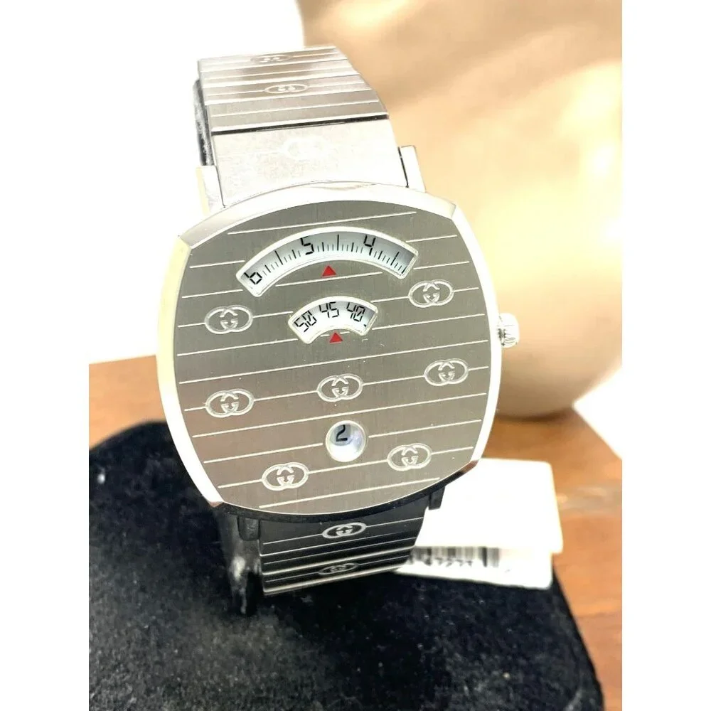 Gucci Unisex Watch YA157410 Swiss Quartz Jump Hour Dial Silver Steel 38mm